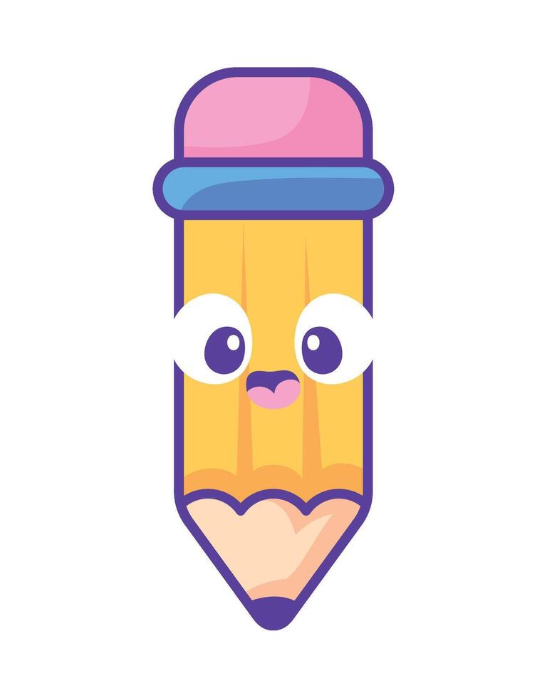 kawaii school supply pencil illustration isolated vector