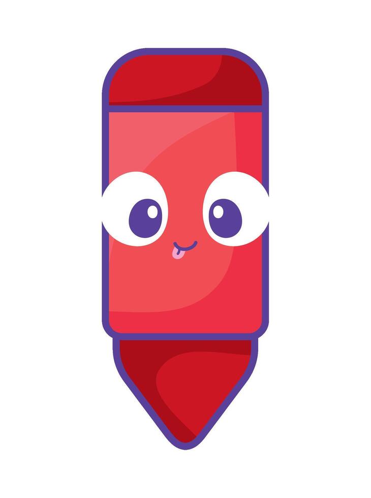 kawaii school supply crayon illustration isolated vector