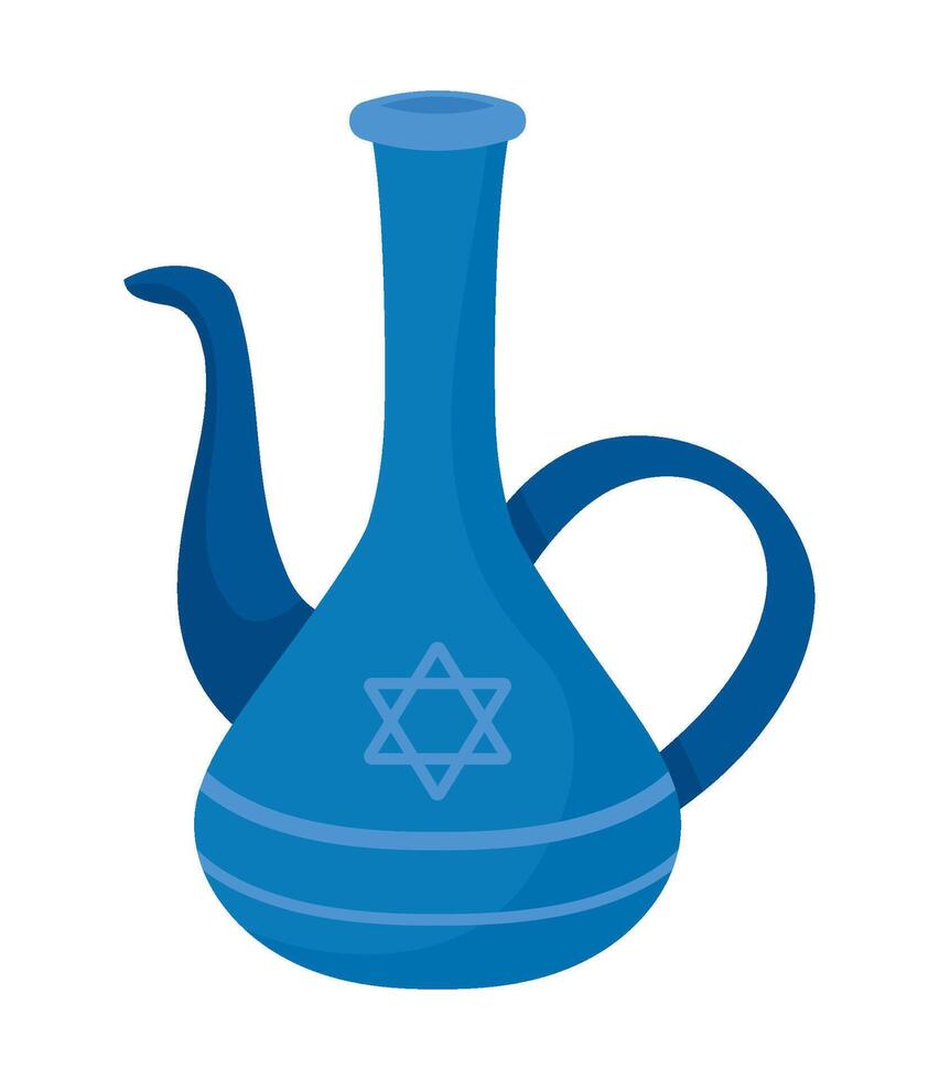hanukkah blue clay jar illustration vector