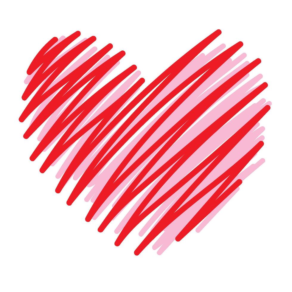 scribbled heart red illustration isolated vector
