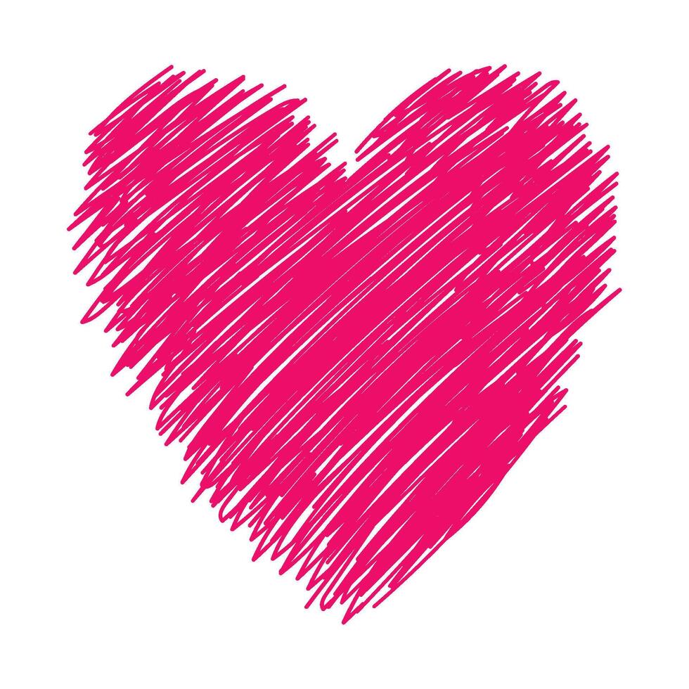 scribbled heart style illustration isolated vector