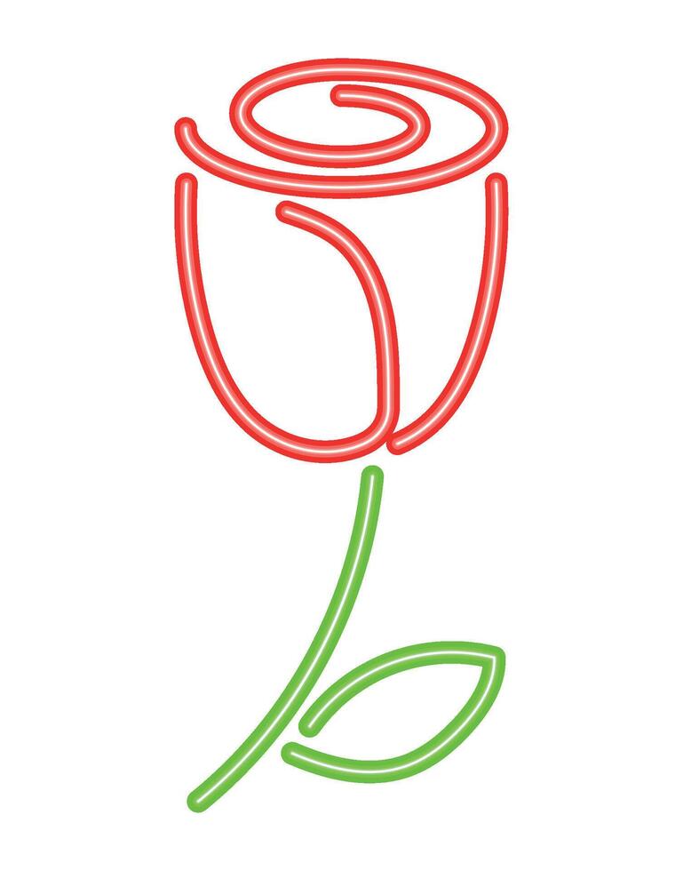 neon rose flower illustration isolated vector