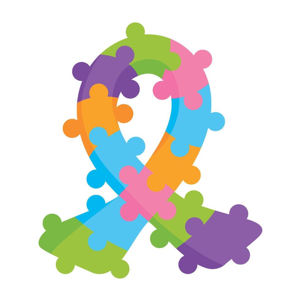 autism ribbon with puzzles illustration vector