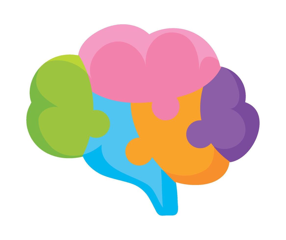 autism color brain illustration isoalted vector