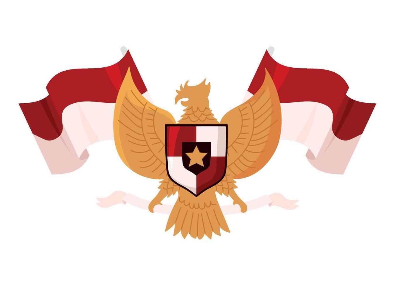indonesia independence day flag and crest isoalted vector