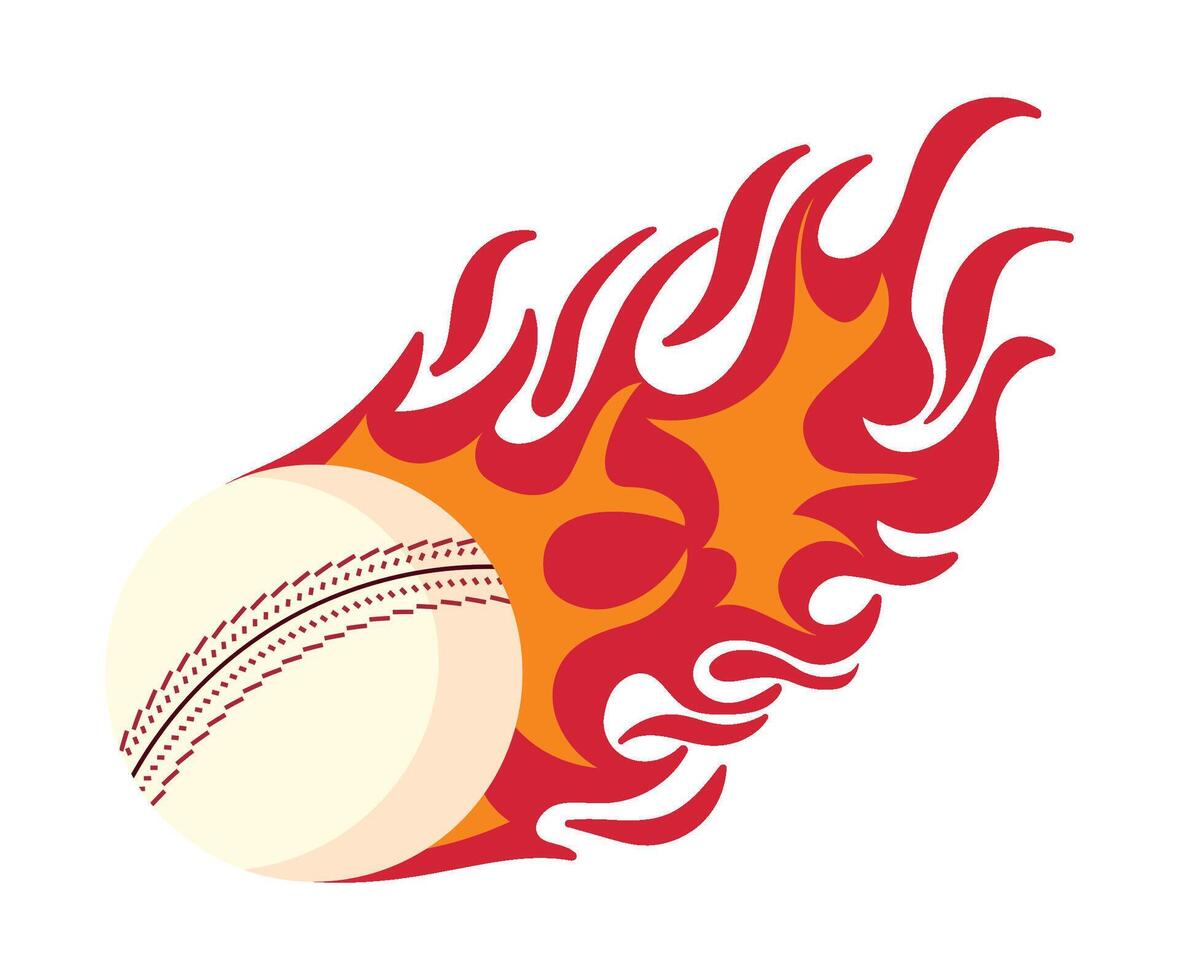 cricket ball on fire illustration isolated vector
