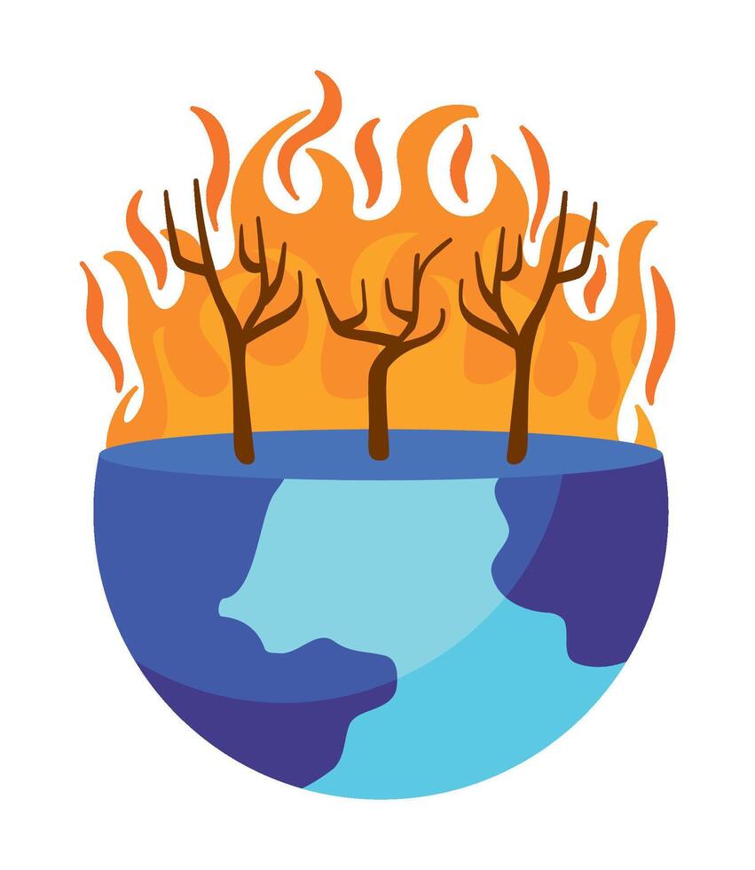 global warming fire illustration isolated vector