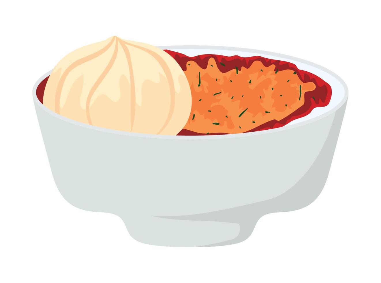 nigerian egusi soup and fufu illustration vector