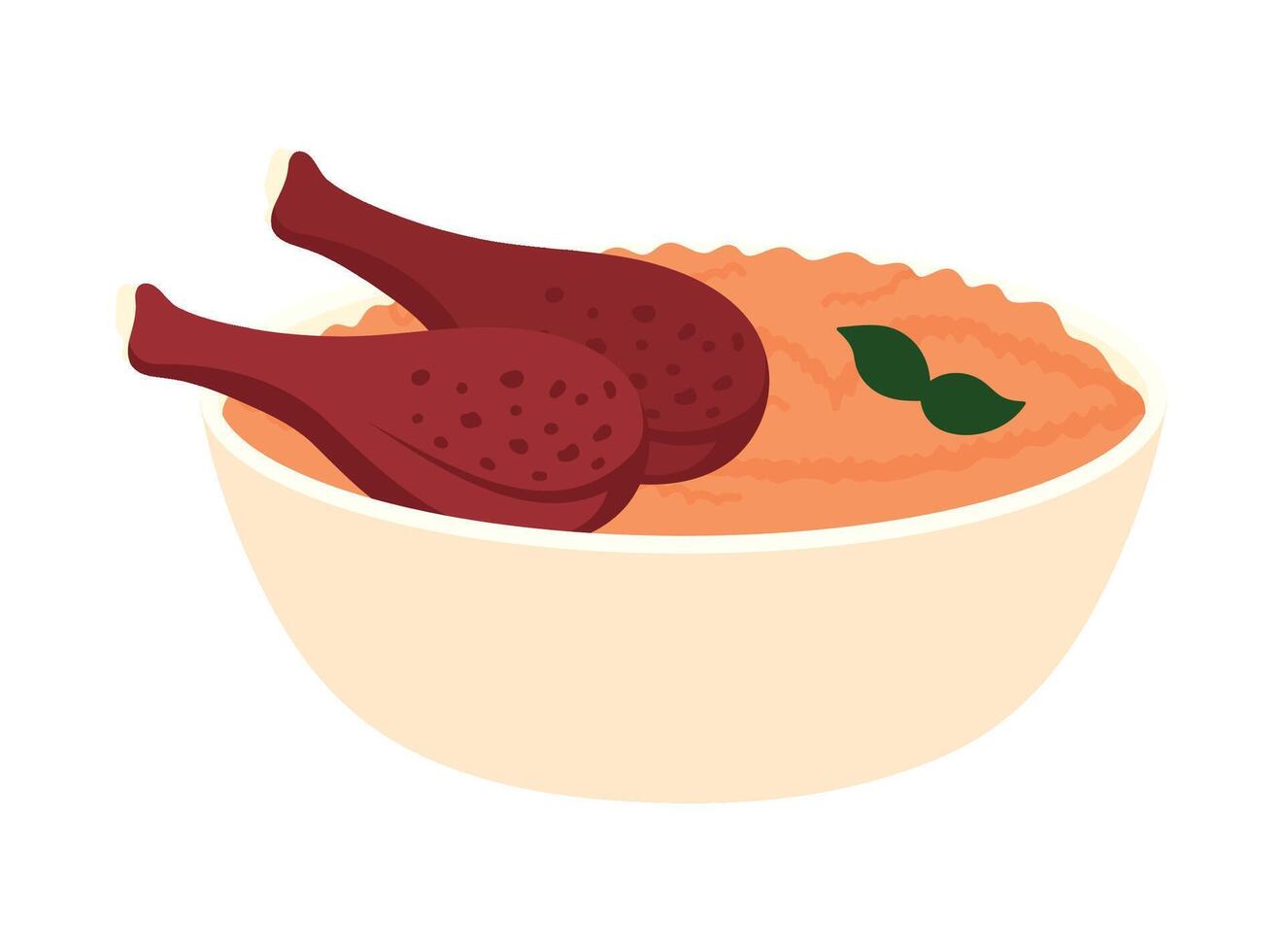 nigerian food jollof rice illustration isolated vector