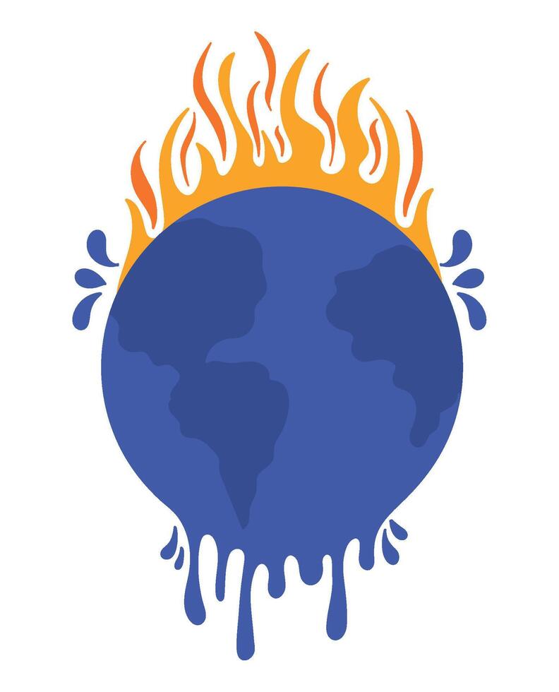 global warming destruction illustration isolated vector