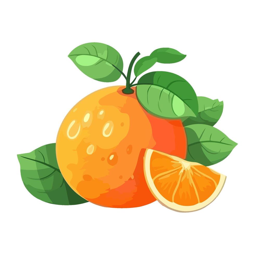 Fresh orange fruit eating icon isolated vector