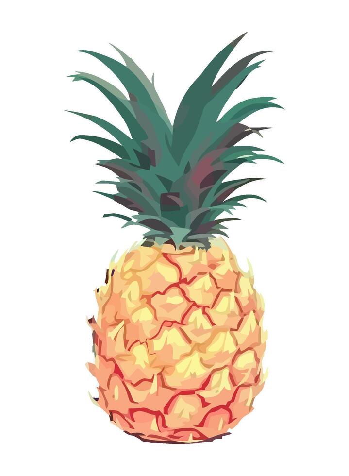 Ripe pineapple whole, fresh and juicy snack icon isolated vector