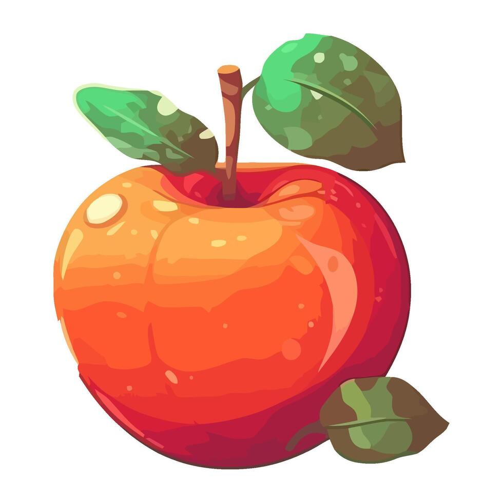 Juicy apple, fresh fruit icon isolated vector