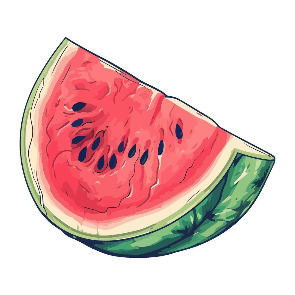 Juicy watermelon slice on white background icon isolated vector