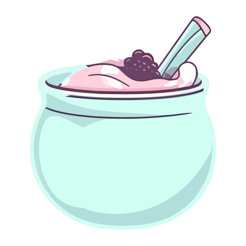 Gourmet dessert in a bowl with milk icon isolated vector