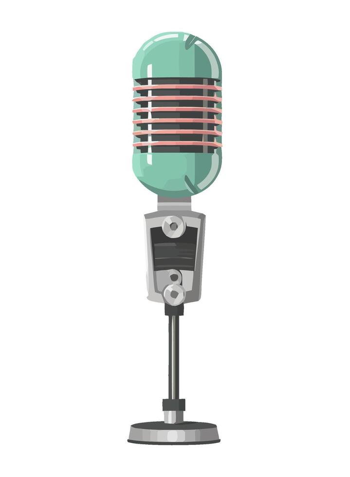 Metallic microphone symbolizes performance on stage icon vector