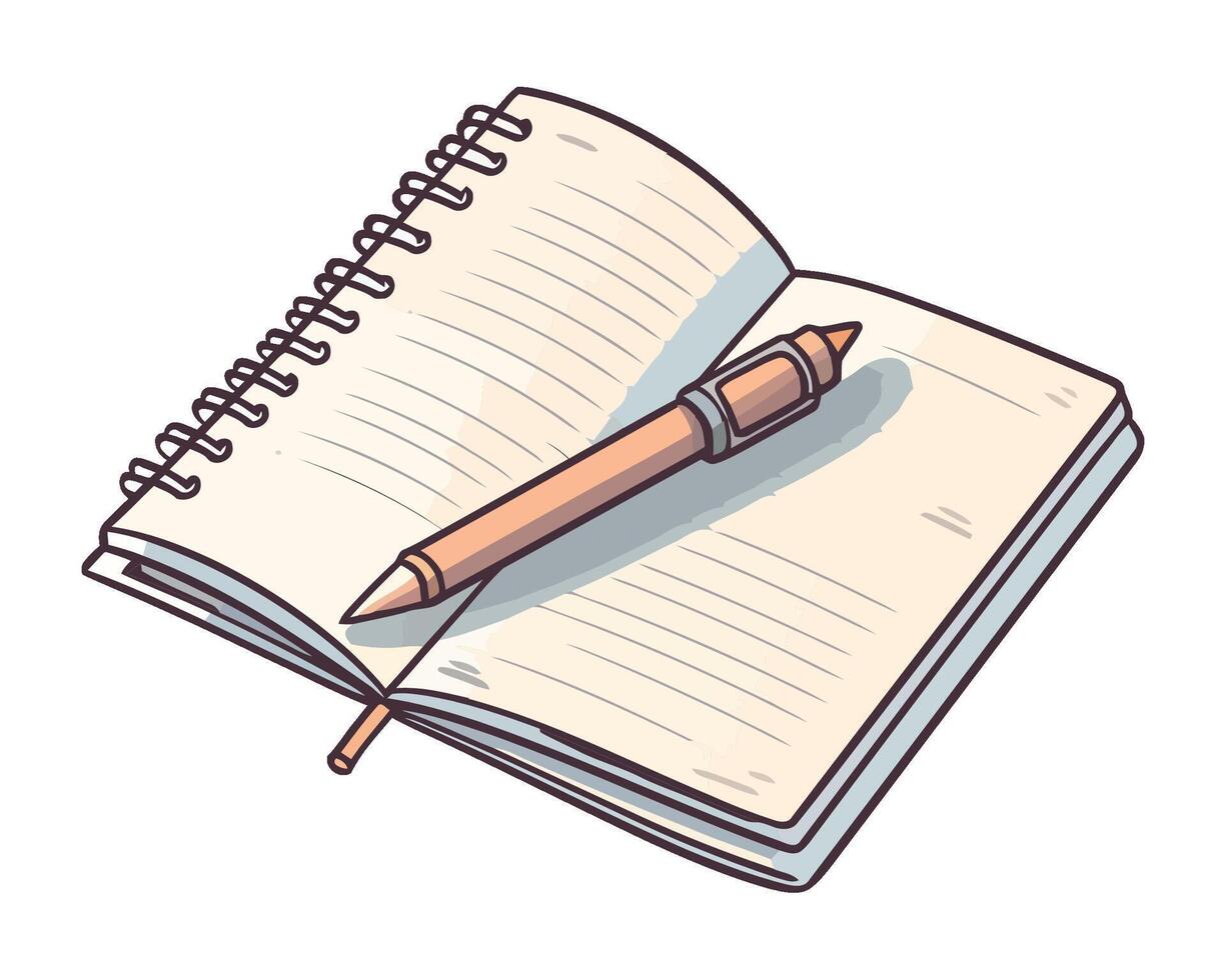 Blank notebook page with pen icon isolated vector
