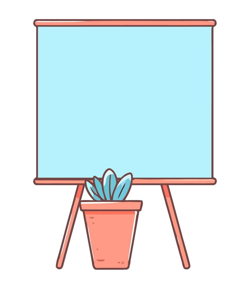 Green plant on blank whiteboard in classroom icon isolated vector