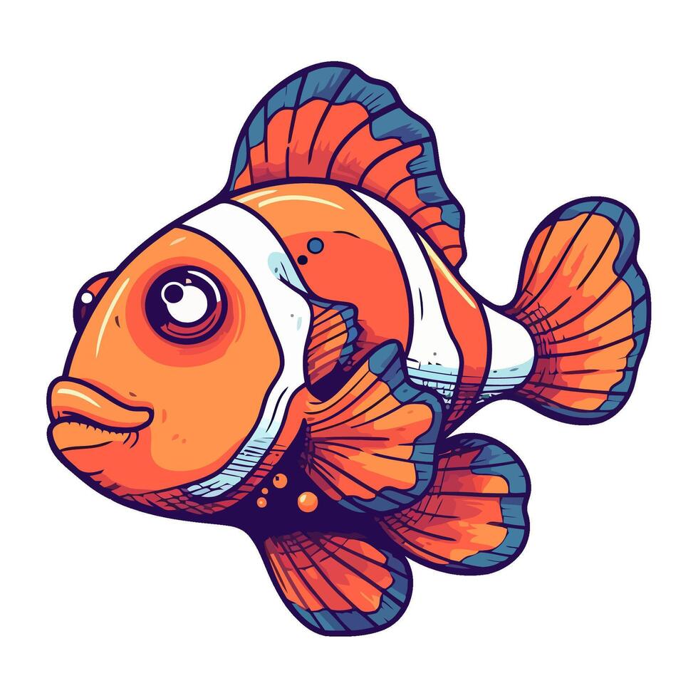 exotic clown fish swimming icon isolated vector