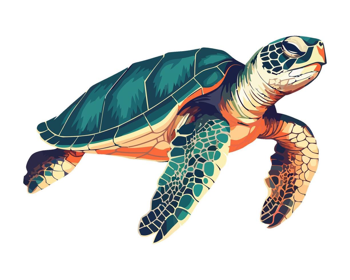 Slow aquatic turtle swimming icon isolated vector