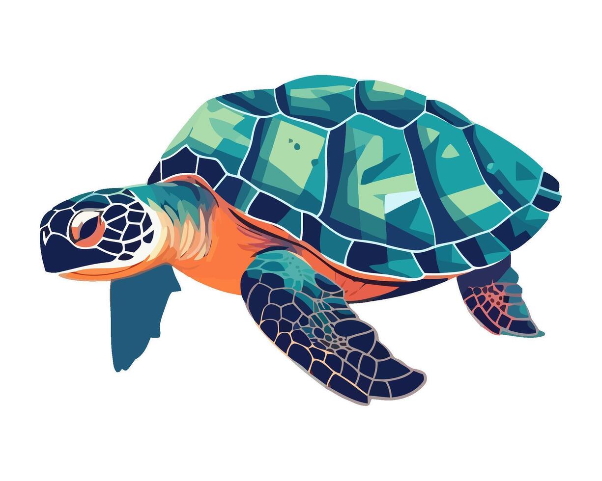 Cute turtle mascot crawling isolated icon vector