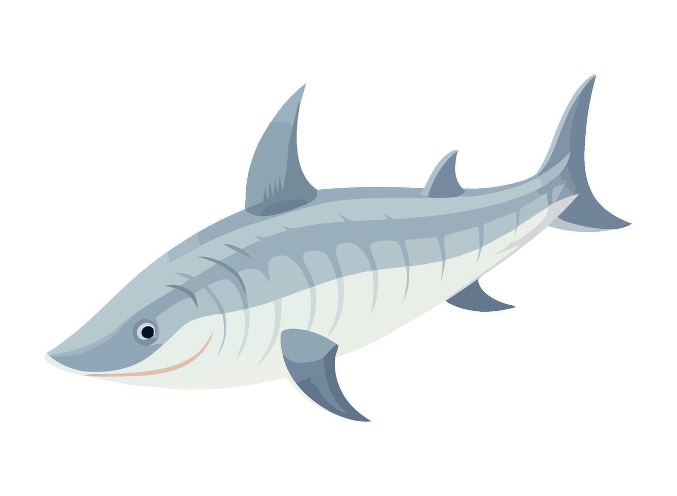 Underwater cartoon shark swimming icon isolated vector