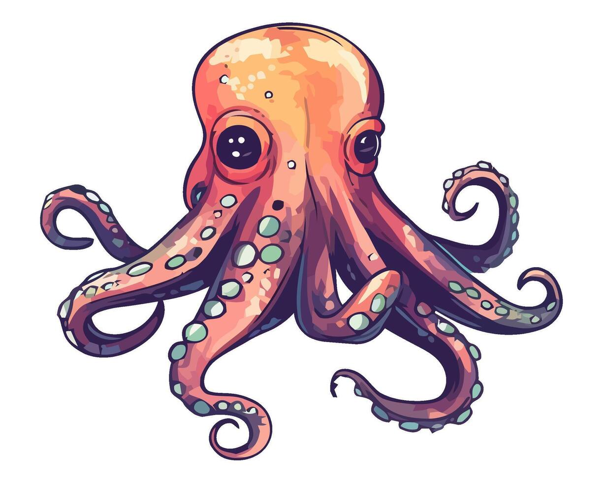 Cute octopus cartoon swimming isolated icon vector