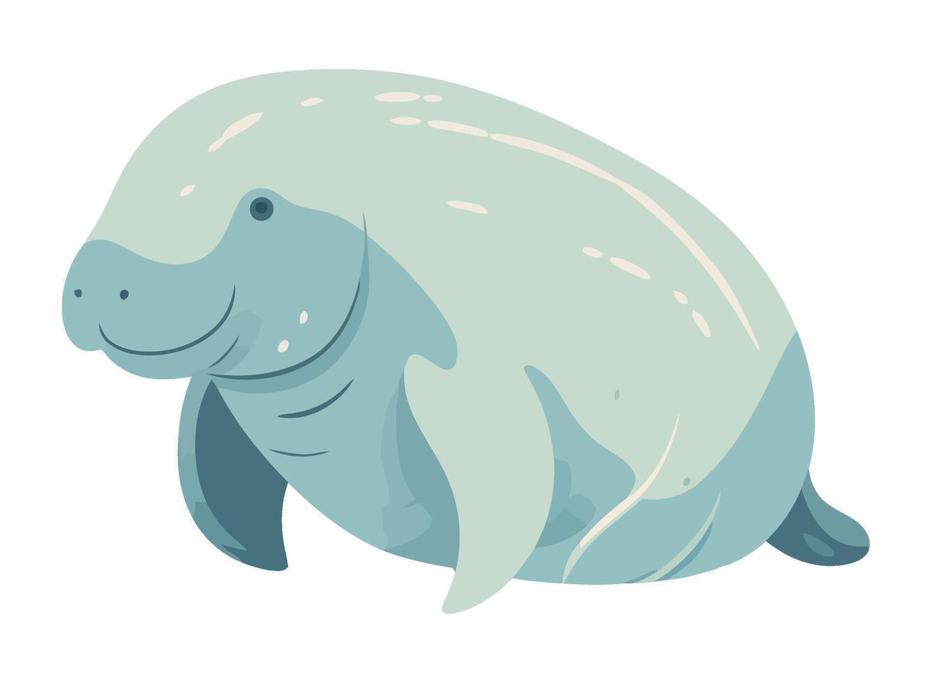 Smiling manatee cute animal icon isolated vector