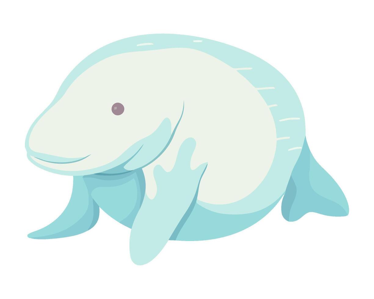 Cute manatee animal on white background icon isolated vector