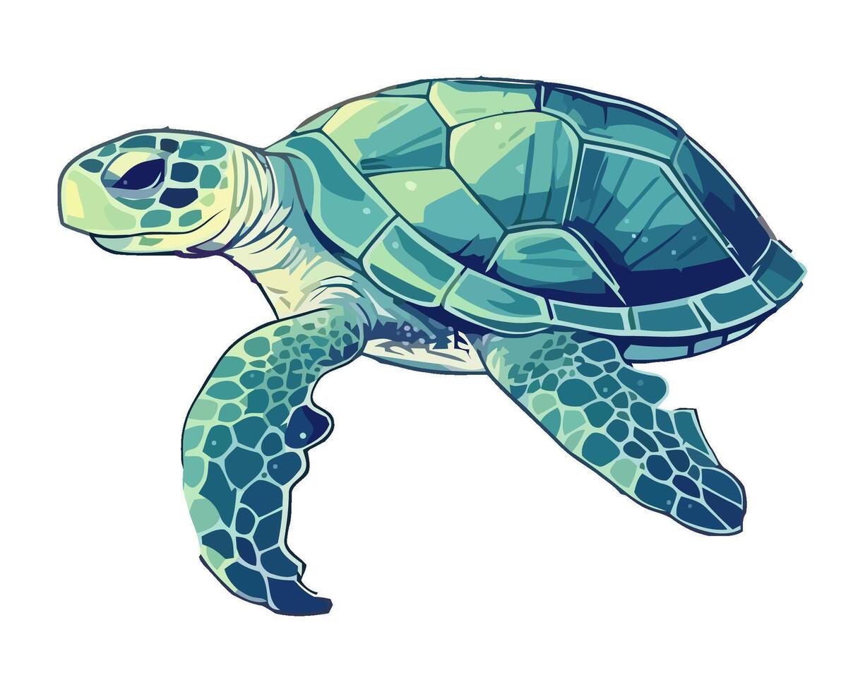 Cute sea turtle aquatic animal icon isolated vector