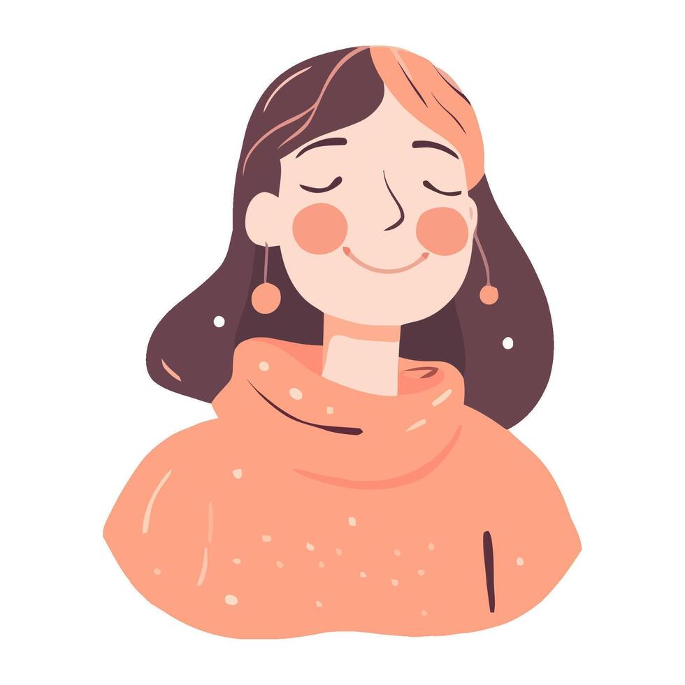 The expression of smiling girl enjoying icon isolated vector