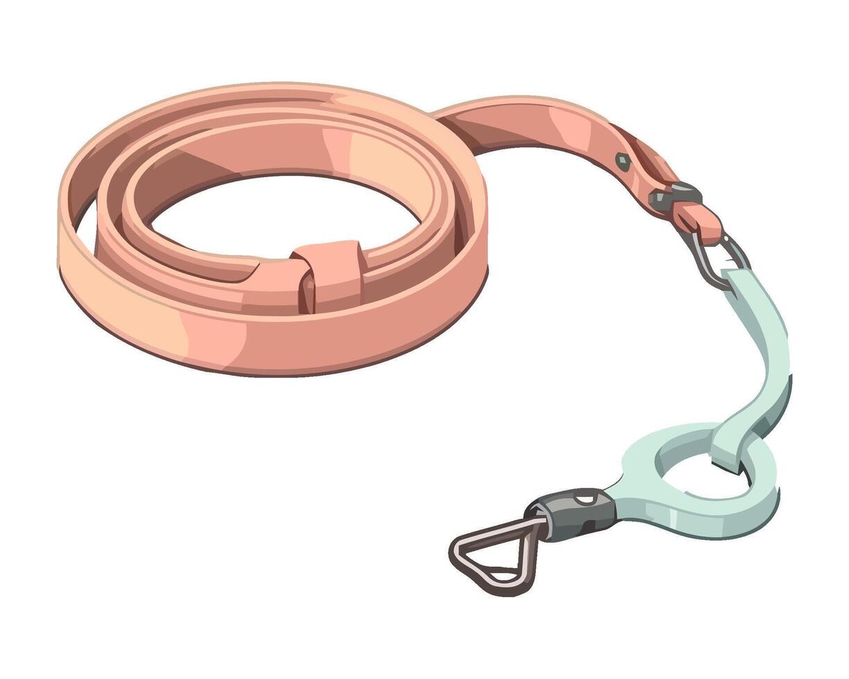Metallic carabiner attached to sturdy work tool icon isolated vector