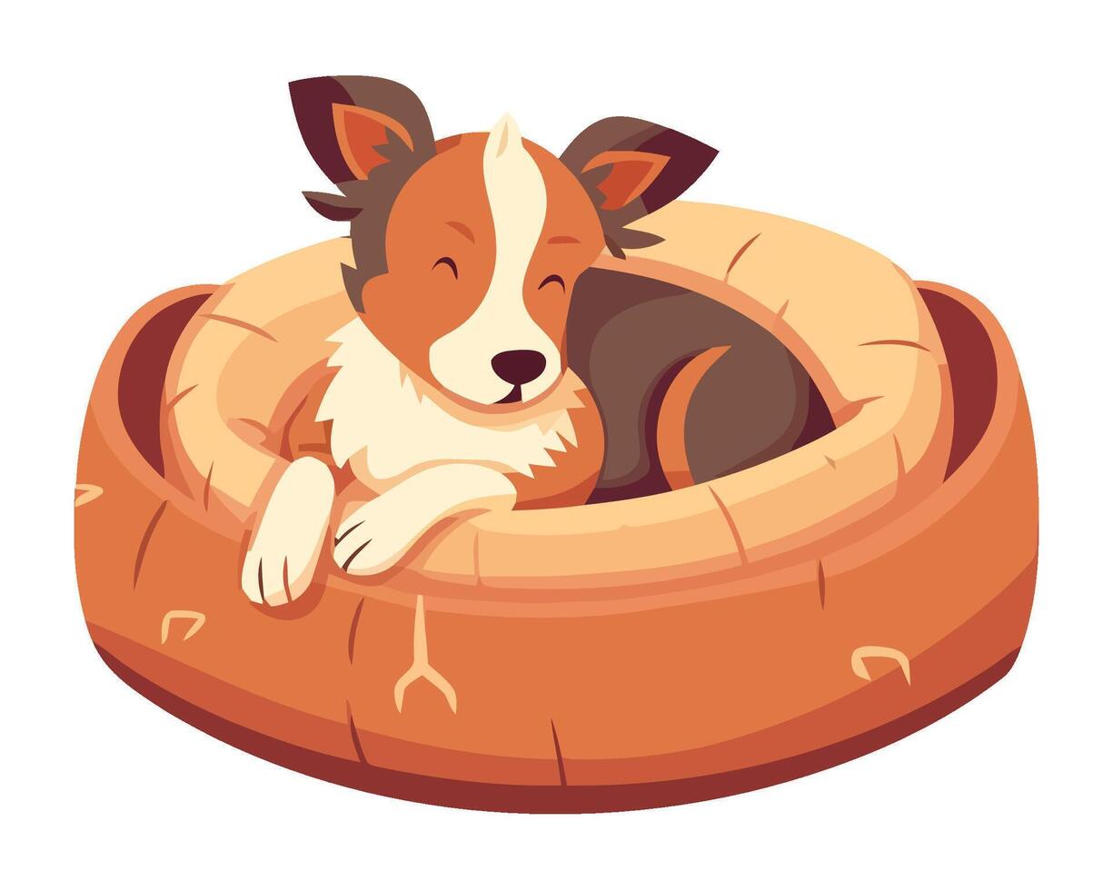 Cute puppy in a cushion icon isolated vector