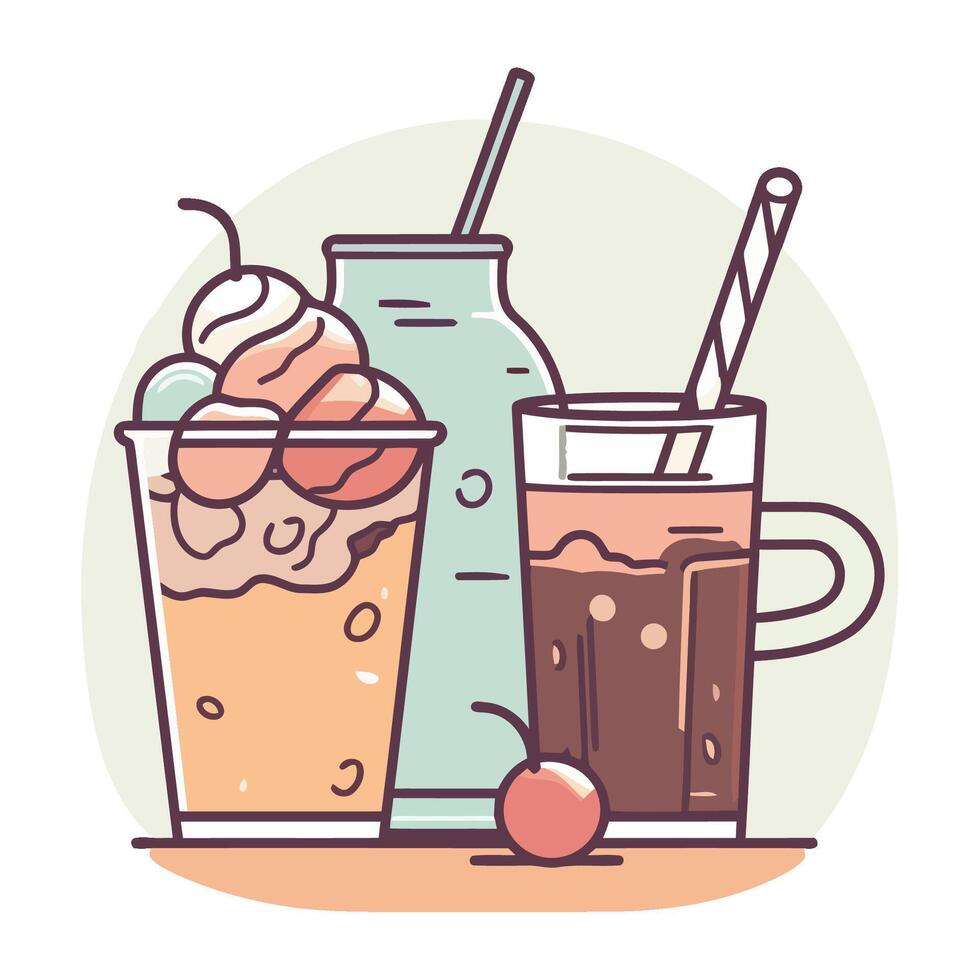Refreshing summer cocktail with fruit and ice icon isolated vector