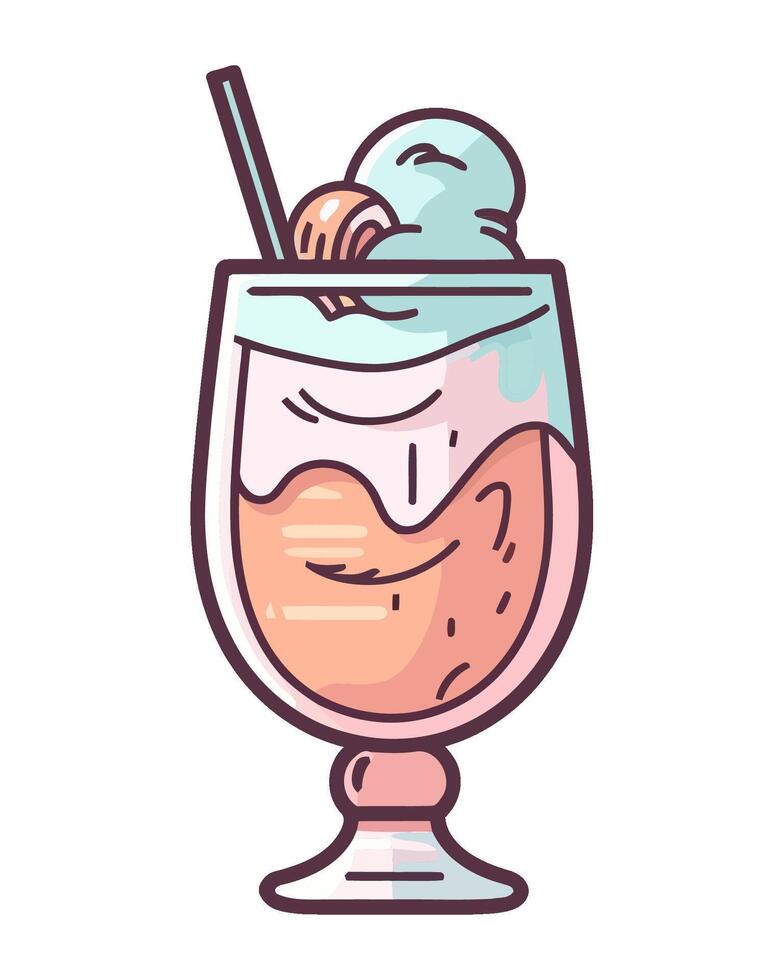 Cute ice cream with fruit icon isolated vector