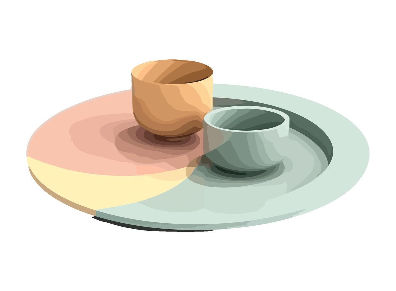 plate and cups on white backdrop icon isolated vector