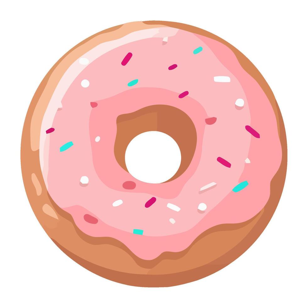 Sweet pink doughnut with icing decoration icon isolated vector