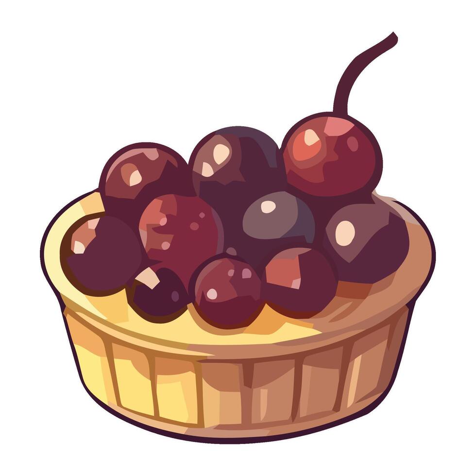Fresh organic berries in gourmet dessert basket icon isolated vector