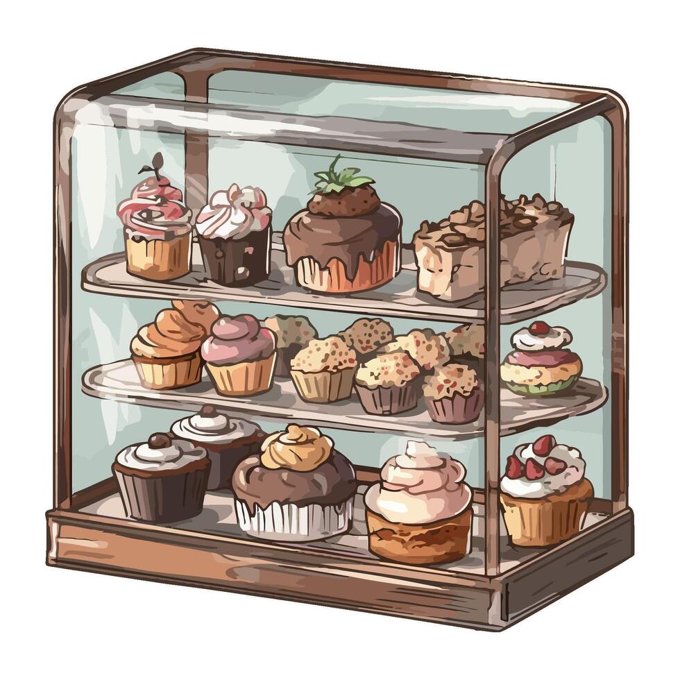 A sweet of baked desserts, illustrated icon isolated vector