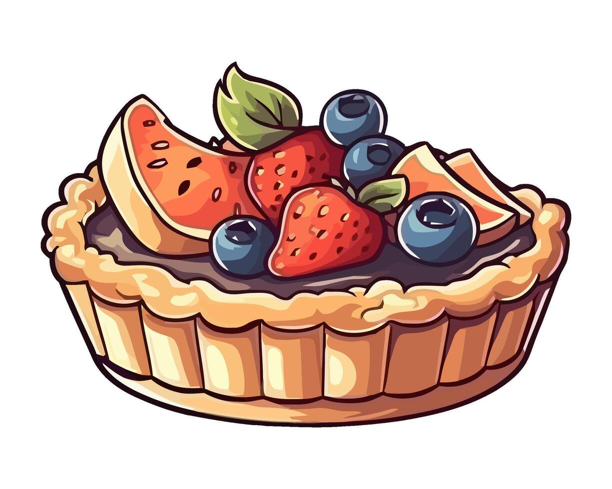 A gourmet cake with fresh berry decoration icon isolated vector