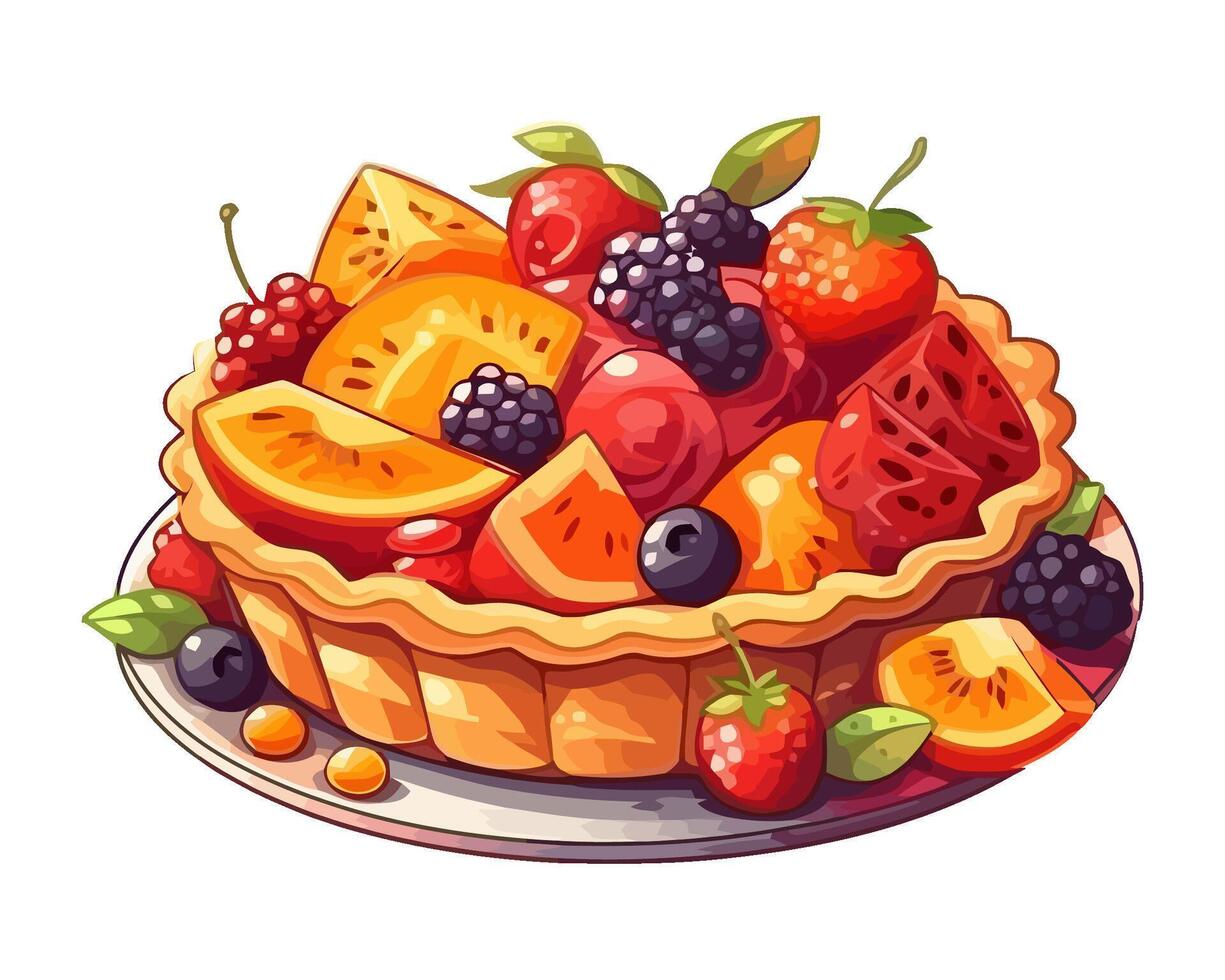 Sweet berries cake delicious dessert icon isolated vector