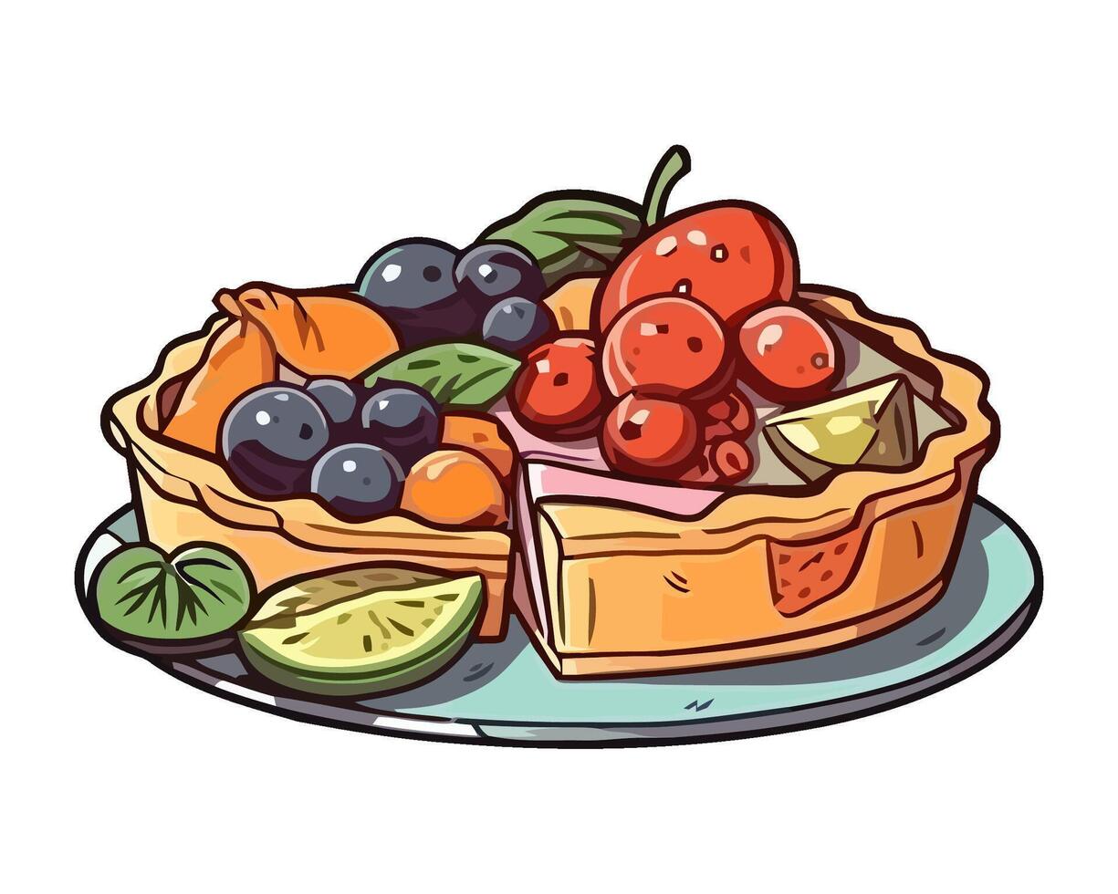 A gourmet dessert plate with fresh berries icon isolated vector