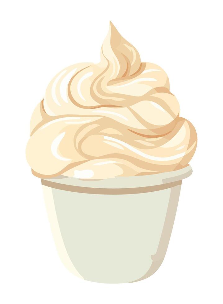 Gourmet whipped cream in a bowl icon isolated vector