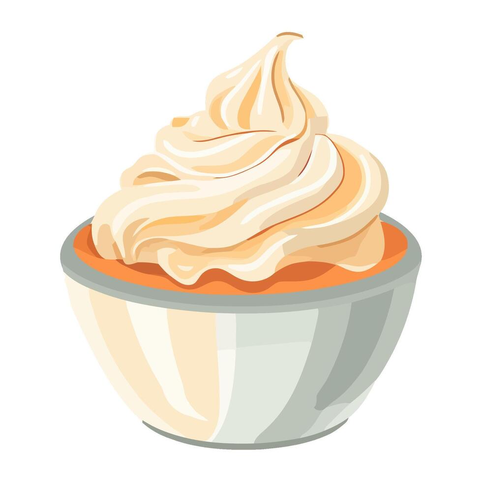 Whipped cream icing on homemade cupcake decor icon isolated vector