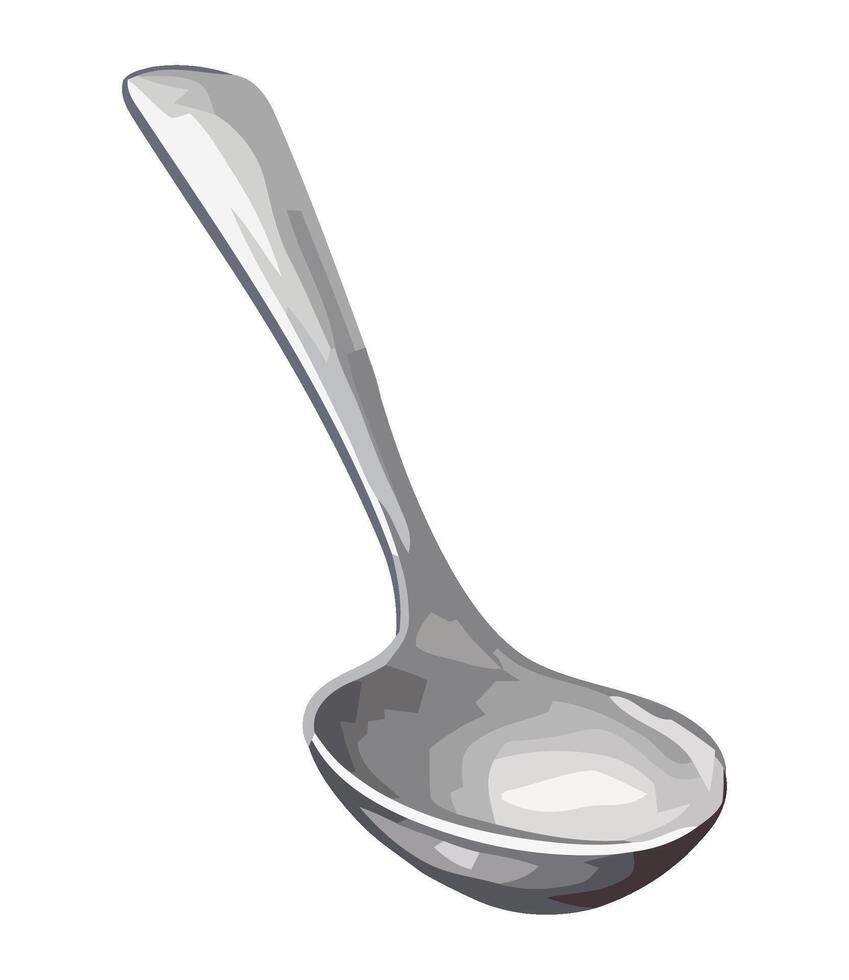Shiny silverware spoon on white background icon isolated vector