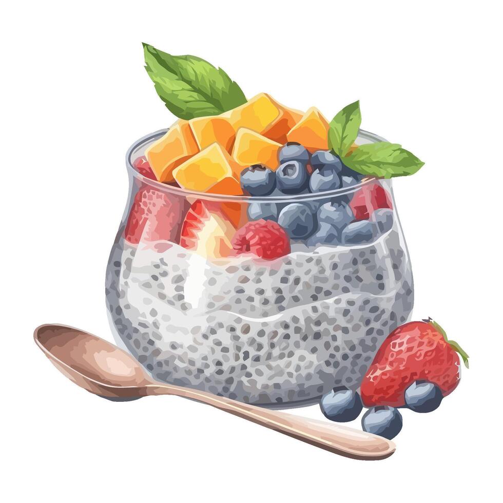 A gourmet parfait with fresh berries and granola icon isolated vector