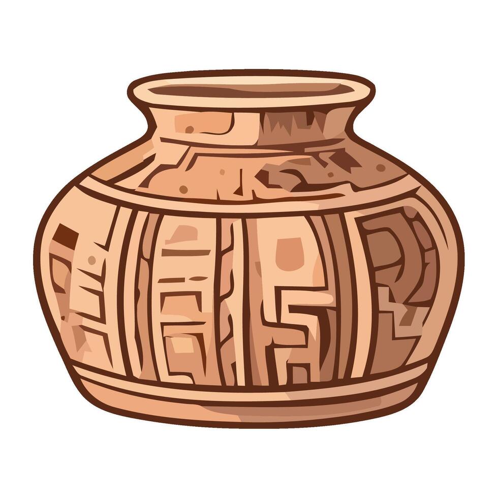 An ancient terracotta amphora, ornate with illustrations icon vector