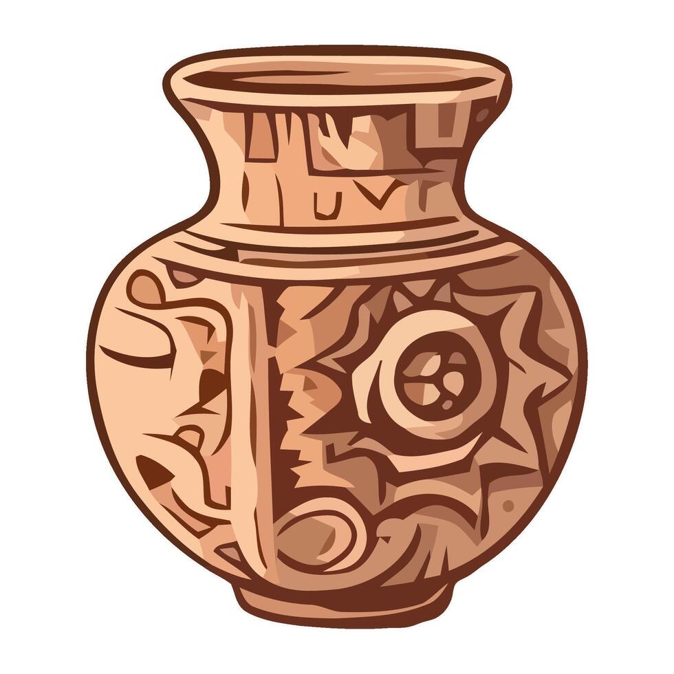 An ornate terracotta vase, an ancient souvenir icon isolated vector