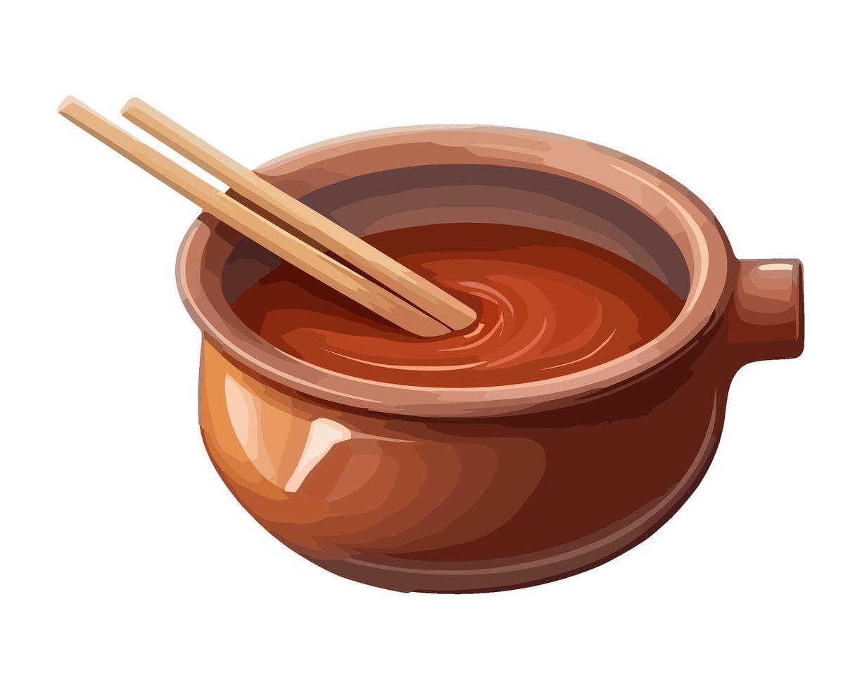 Fresh chocolate sauce served in bowl icon isolated vector
