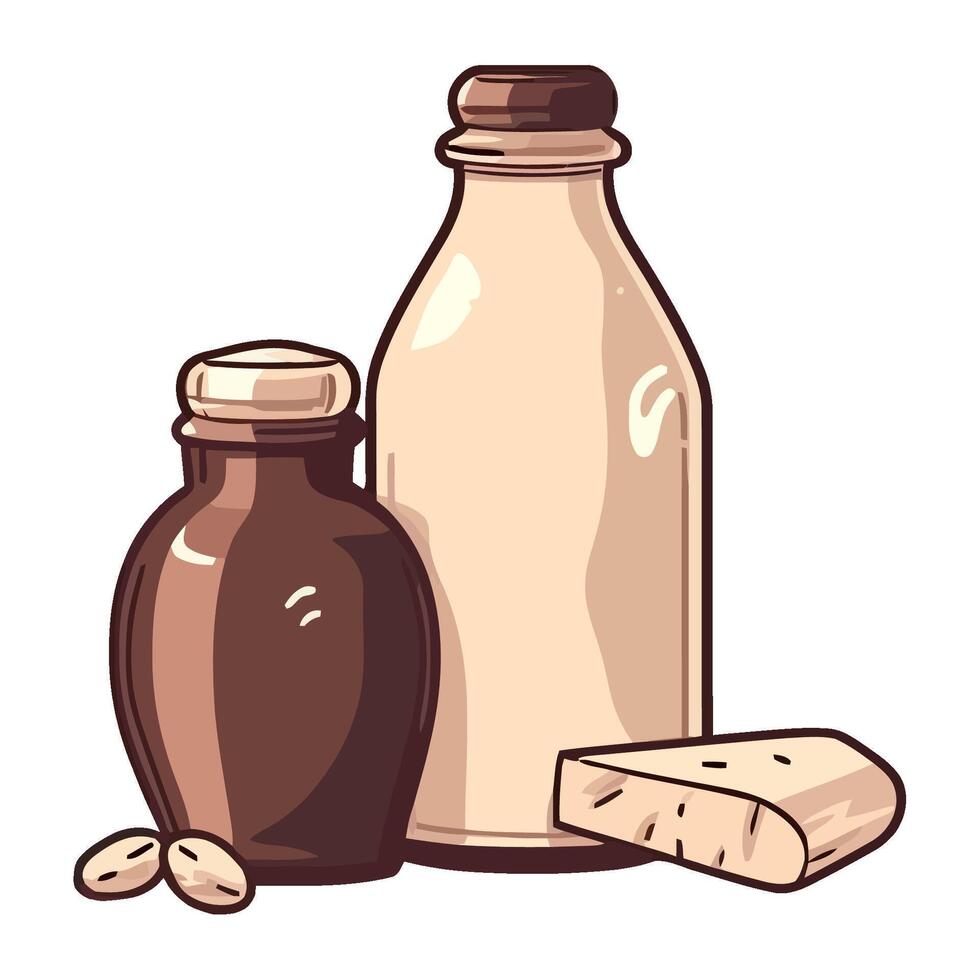 chocolate drink bottle icon, isolated sketch design vector